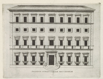 Palatium nobiliss. familiae Matteiorum, Façade of Villa Celimontana in Rome, Famous buildings in
