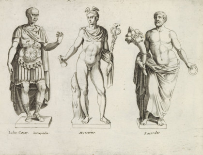 Sculptures of Julius Caesar, Mercury and a priest with a horn of plenty, Sculptures from antiquity,