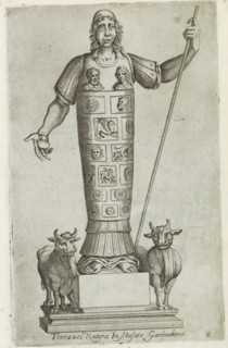 Sculpture of a shepherd between two oxen, Sculptures from antiquity, print, album page, Caption in