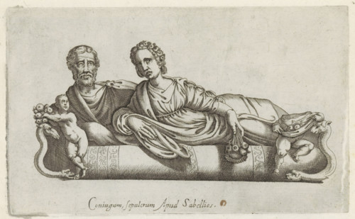 Lid of a sarcophagus with a double portrait of a couple, Sculptures from antiquity, print, album