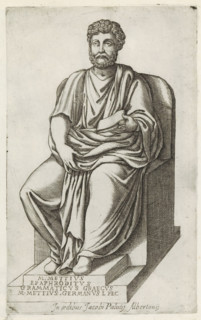 Sculpture by Marcus Mettius, Sculptures from antiquity, print, album page, Caption in Latin. Print