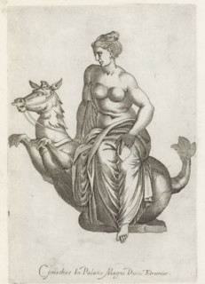 Sculpture of the Nereid Cymothoe riding on a sea creature, Sculptures from antiquity, print, album