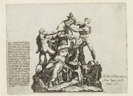 Farnese Bull, Dirce is tied to a bull, Sculptures from antiquity, print, album page, Ancient