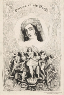 Title page for: Hendrik Frijlink, One Thousand and One Nights, 1848, Arab women, print, title page,