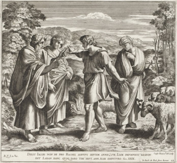 Jacob complains to Laban, Paintings in the Loggia by Raphael, Imagines Veteris ac Novi Testamenti,