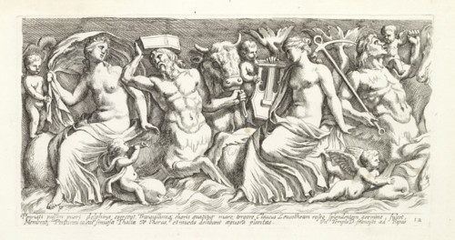 Relief with sea creatures and sea gods, Roman sculpted reliefs, Icones et segment, print, album