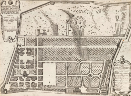 Plan of the garden at the Villa Doria Pamphilj in Rome, Pianta del giardino del Bel Respir, Gardens