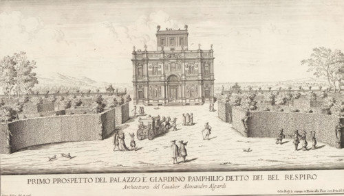 View of the Villa Doria Pamphilj and gardens in Rome, Primo prospetto del Palazzo e Giardino