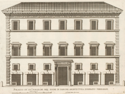 Façade of Palazzo Fonseca, Palazzo de' sig.ri Fonsechi nel' Rione di Parion, Palazzi di Roma dei