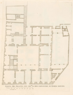 Pianta del palazzo del ser.mo g duca di Toscana in Piazza Madama, Map of Palazzo Madama, Roman
