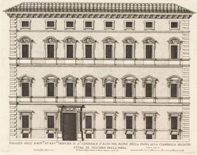 Façade of the Palace of Cardinal d'Este, Palazzo dell' emin.mo et rev.mo principle il sr cardinale