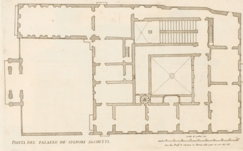 Pianta del Palazzo de' signori Sachetti, Floor plan of Palazzo Sacchetti, Palazzi di Roma dei più