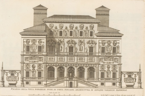 Rear facade of the Villa Borghese Pinciana, Palazzo della Villa Borghese fuori di Porta Pincian,