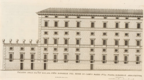 Palazzo dell' ill.mo et ecc. sig. pnpe Borghese nel Rione di Campo Marz, Side facade of Palazzo