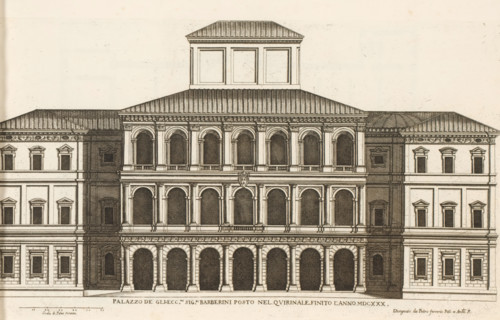 Façade of Palazzo Barberini, Palazzo de gli ecc.mi sig.ri Barberini posto nel Quirinale finito