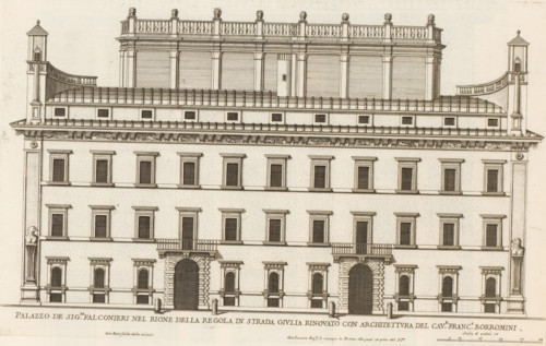 Façade of Palazzo Falconieri, Palazzo de sig.ri Falconieri nel Rione della Ragola in Strada Giuli,