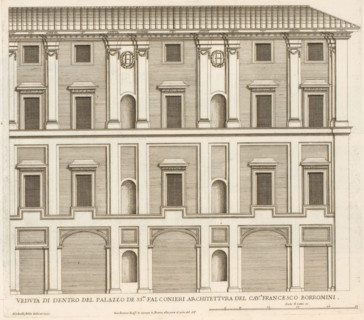 Veduta di dentro del Palazzo de ss.ri Falconier, Facade of the courtyard of Palazzo Falconieri,