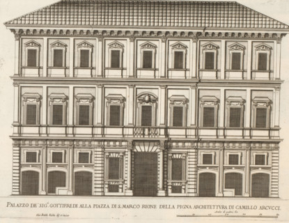 Palazzo de sig.ri Gottifredi alla Piazza di S. Marco Rione della Pign, Façade of Palazzo Grazioli,