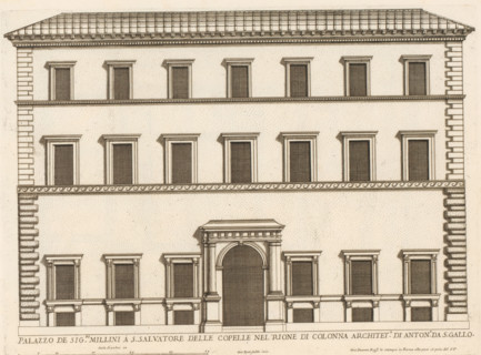 Façade of Palazzo Millini, Palazzo de sig.ri Millini a S. Salvatore delle Copelle nel Rione di