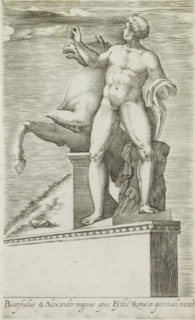 Sculpture of one of the Dioscuri on the Quirinal in Rome, Bucephalus & Alexander magnus opus,