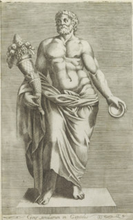 Sculpture of a man with a horn of plenty, Geny simulacrum in Capitoli, Antiquarum statuarum urbis