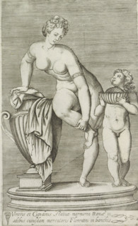 Sculpture of Venus and Amor, Veneris et Cupidinis statua marmorea Romae in aedibus cuiusdam