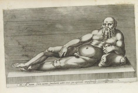 Sculpture of Silenus, Aeneam Sileni iacentis simulacrum veteri vasi pro operculo impositum, Ancient