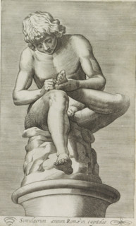 Simulacrum aeneum Romae in capitolo, Spinario, Sculpture of a boy with a thorn in his foot, Ancient