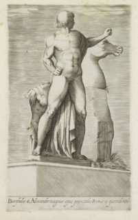 Sculpture of one of the Dioscuri on the Quirinal in Rome, Bucephalus & Alexander magnus opus,