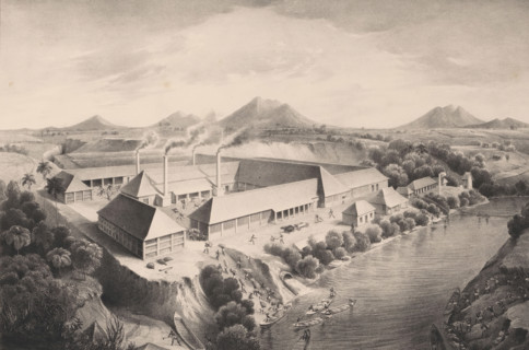 View of the sugar factory in Serpong, La fabrique de sucre, située dans le domaine de Serpon,