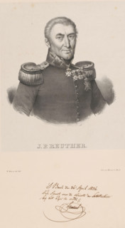 Portrait of Jan Pieter Reuther, print, The sitter wears a military uniform with epaulets and