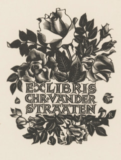 Ex libris of Chr. van der Straaten, bookplate, signature: 'Pam G. Rueter', printmaker: Pam Georg