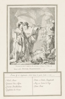 Allegory with personifications of Painting (Pittura) and Merit (Merito), print, Allegory with