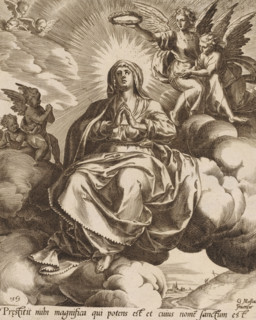 Coronation of Mary, print, album page, This print is part of an album., printmaker: Cornelis Cort,
