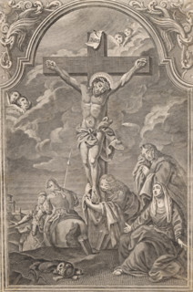 Crucifixion, print, album page, This print is part of an album., c. 1600 - c. 1699, printmaker,