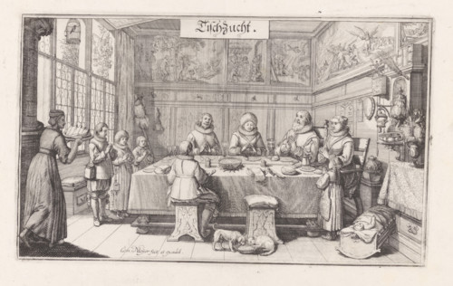 Tischzucht, Dietrich Meyer's family at the table, print, The family of Dietrich Meyer (the artist's