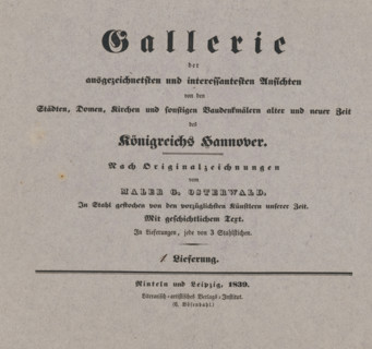 Cover with three prints of places and buildings in the Kingdom of Hannover, Gallery of historical