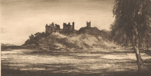 View of Linlithgow Palace and Linlithgow Abbey, print, printmaker: A. Murray (printmaker) (signed