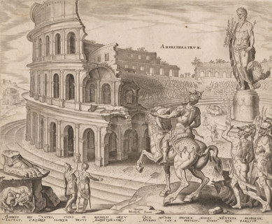 Amphitheatrum, Colosseum in Rome, The Eight Wonders of the World, print, The ruins of the Roman