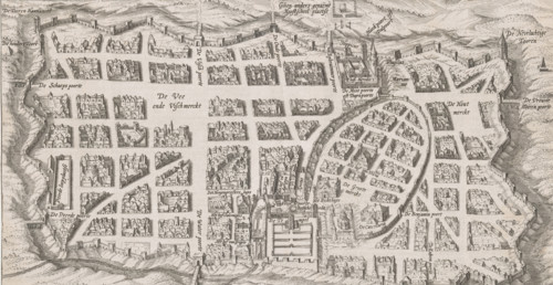Bird's-eye view of Jerusalem, print, book illustration, 1700 - 1750, printmaker, paper, engraving,