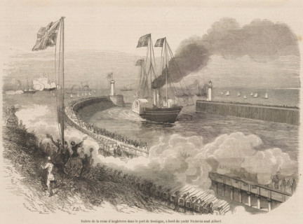 Entry of the Queen of England into the port of Boulogne, aboard the yacht Victoria and Albert,