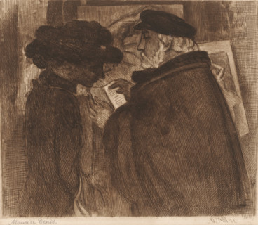 Man and woman leafing through a book, print, printmaker: Maurice Denis, 1880 - 1943, paper,
