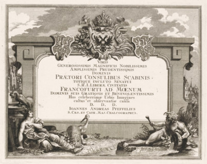 Dedication with Mercury and a river god, Viris generosissimis magnificus nobilissimis amplissimis,