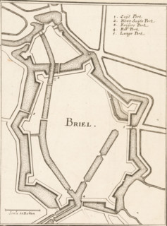 Briel, Fortification map of Brielle, area plan, print, book illustration, Map of the fortifications