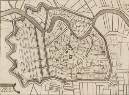 Map of Haarlem, Plan de Harlem, area plan, print, 1650 - 1750, printmaker, paper, etching, height