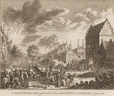 The Hague plundered, by Maarten van Rossem, in the year 1528, The Hague plundered under the