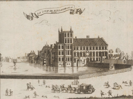 La cour de Hollande a la Haye, View of the Buitenhof with the Hofvijver in The Hague, print,