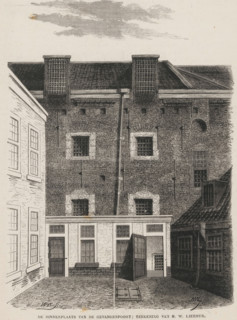The courtyard of the Gevangenpoort, Courtyard of the Gevangenpoort in The Hague, print, book