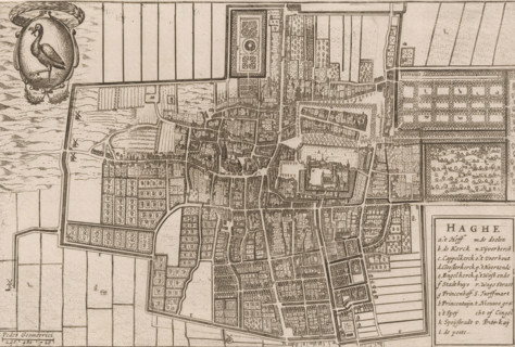Haghe, Map of The Hague, area plan, print, 1650 - 1700, printmaker, paper, etching, height 151 mm x