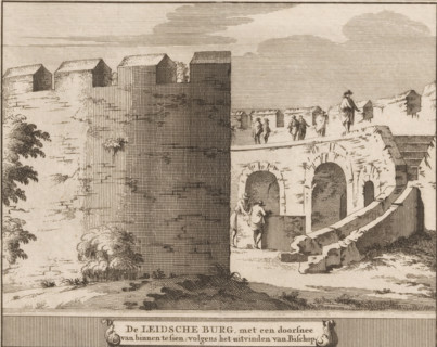View of the Leiden castle from the inside, The Leiden Castle, with a cross-section visible from the